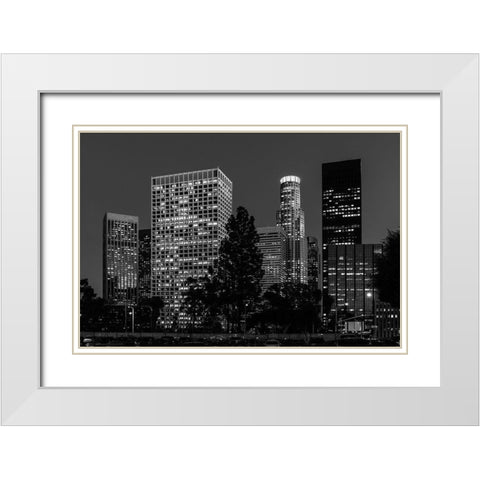 Central Los Angeles-California-at night White Modern Wood Framed Art Print with Double Matting by Highsmith, Carol