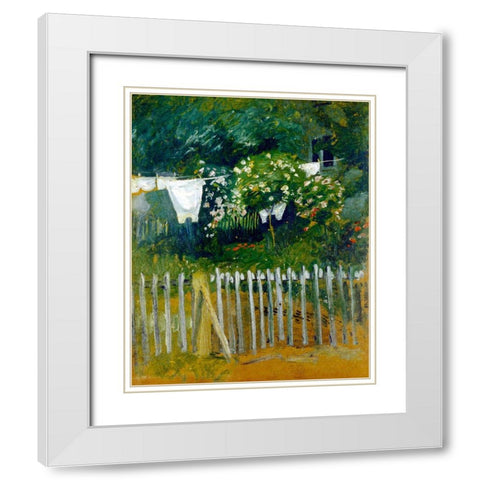 Laundry in the garden in Kandern White Modern Wood Framed Art Print with Double Matting by Macke, August