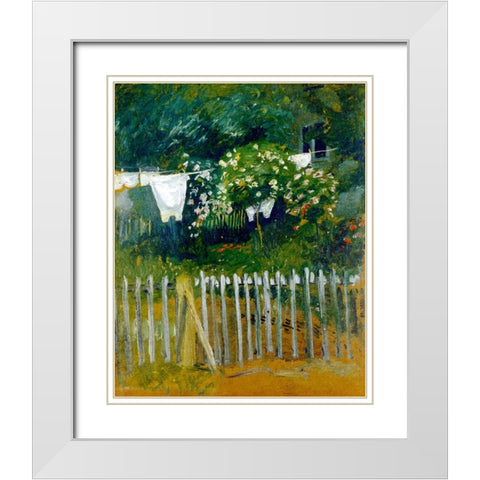 Laundry in the garden in Kandern White Modern Wood Framed Art Print with Double Matting by Macke, August