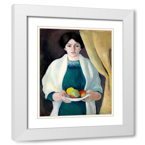 Portrait of the Artists Wife White Modern Wood Framed Art Print with Double Matting by Macke, August