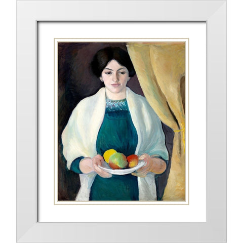 Portrait of the Artists Wife White Modern Wood Framed Art Print with Double Matting by Macke, August