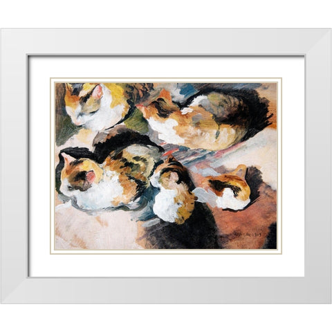 Katzenstudien Study of a Cat White Modern Wood Framed Art Print with Double Matting by Macke, August