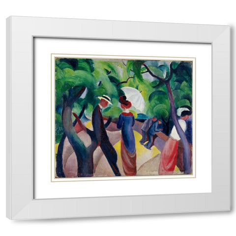 Promenade White Modern Wood Framed Art Print with Double Matting by Macke, August