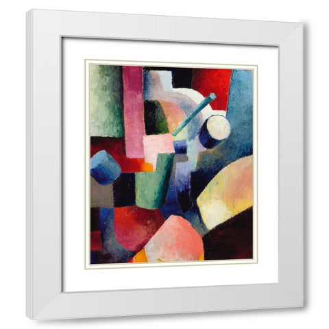 Colored Composition of Forms White Modern Wood Framed Art Print with Double Matting by Macke, August