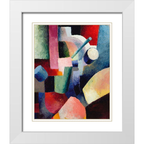 Colored Composition of Forms White Modern Wood Framed Art Print with Double Matting by Macke, August