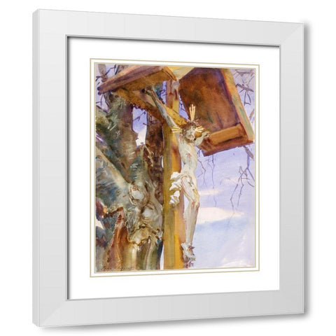 Tyrolese Crucifix White Modern Wood Framed Art Print with Double Matting by Sargent, John Singer
