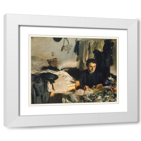 Padre Sebastiano White Modern Wood Framed Art Print with Double Matting by Sargent, John Singer