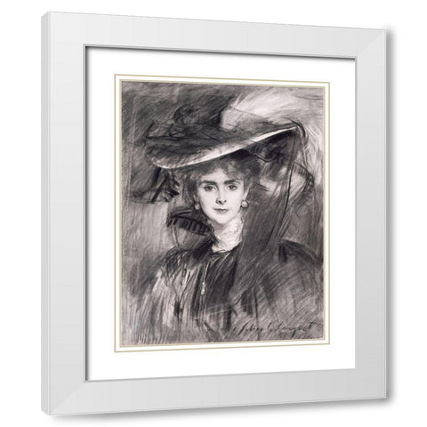 Portrait of the Baroness de Meyer White Modern Wood Framed Art Print with Double Matting by Sargent, John Singer