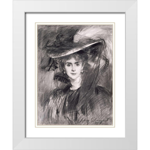 Portrait of the Baroness de Meyer White Modern Wood Framed Art Print with Double Matting by Sargent, John Singer