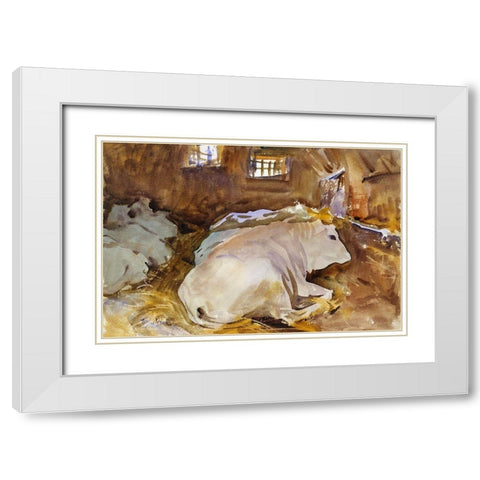 Oxen White Modern Wood Framed Art Print with Double Matting by Sargent, John Singer