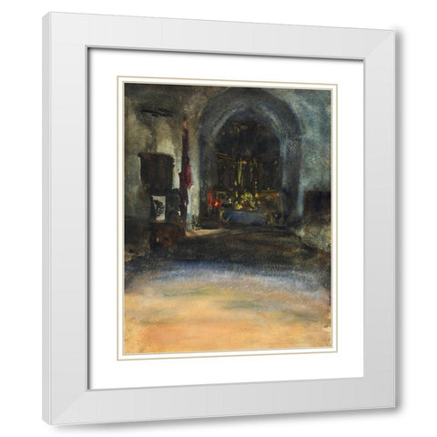 Spanish Church Interior White Modern Wood Framed Art Print with Double Matting by Sargent, John Singer