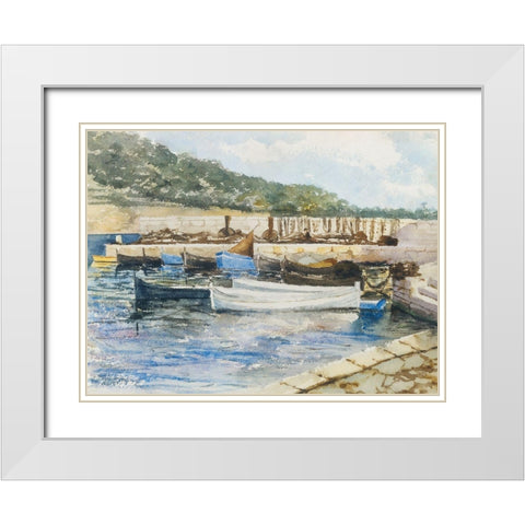 Boats White Modern Wood Framed Art Print with Double Matting by Sargent, John Singer