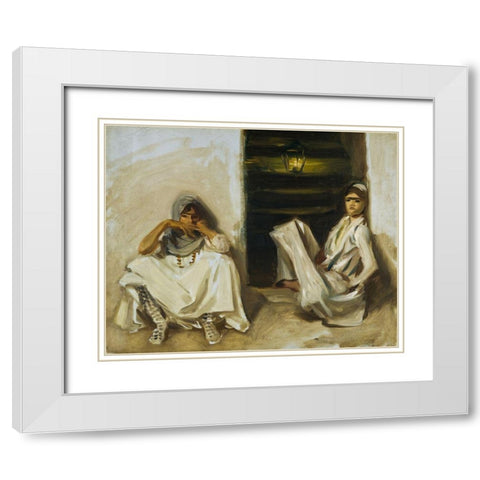 Two Arab Women White Modern Wood Framed Art Print with Double Matting by Sargent, John Singer