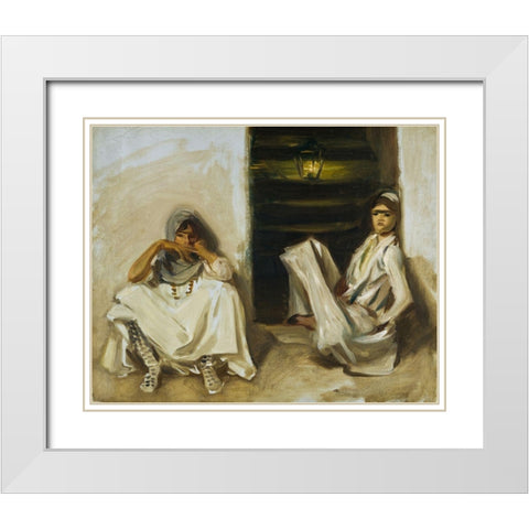 Two Arab Women White Modern Wood Framed Art Print with Double Matting by Sargent, John Singer