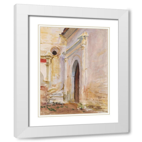 Arched Doorway White Modern Wood Framed Art Print with Double Matting by Sargent, John Singer