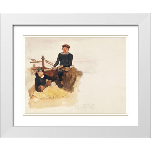 Oscar and Bobino on the Fishing Smack White Modern Wood Framed Art Print with Double Matting by Sargent, John Singer