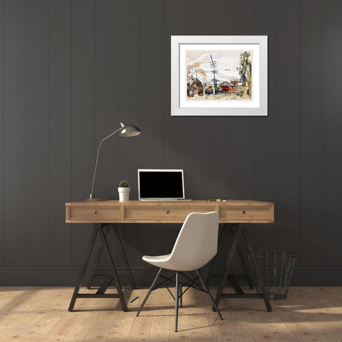 Fall Brook Railroad White Modern Wood Framed Art Print with Double Matting by Dove, Arthur