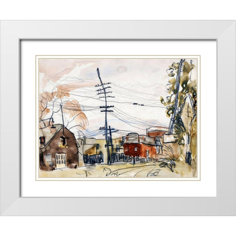 Fall Brook Railroad White Modern Wood Framed Art Print with Double Matting by Dove, Arthur