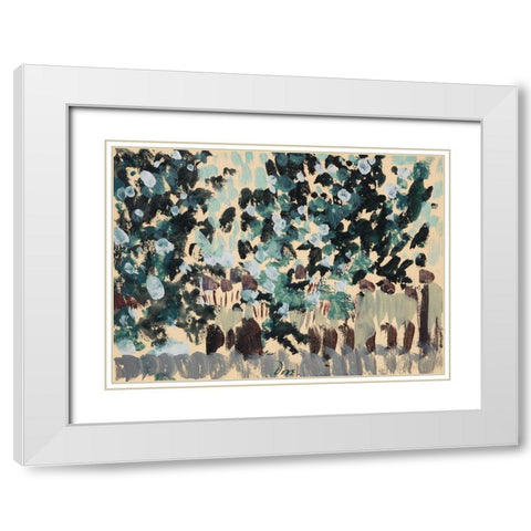 Green Leaves White Modern Wood Framed Art Print with Double Matting by Dove, Arthur