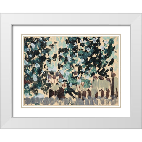 Green Leaves White Modern Wood Framed Art Print with Double Matting by Dove, Arthur