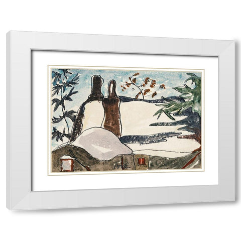 Snowy Rooftops and Trees White Modern Wood Framed Art Print with Double Matting by Dove, Arthur