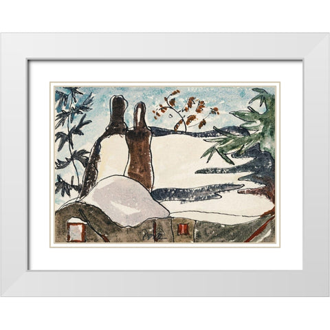 Snowy Rooftops and Trees White Modern Wood Framed Art Print with Double Matting by Dove, Arthur