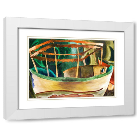 Fishboat White Modern Wood Framed Art Print with Double Matting by Dove, Arthur
