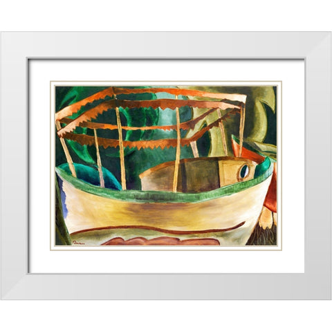 Fishboat White Modern Wood Framed Art Print with Double Matting by Dove, Arthur