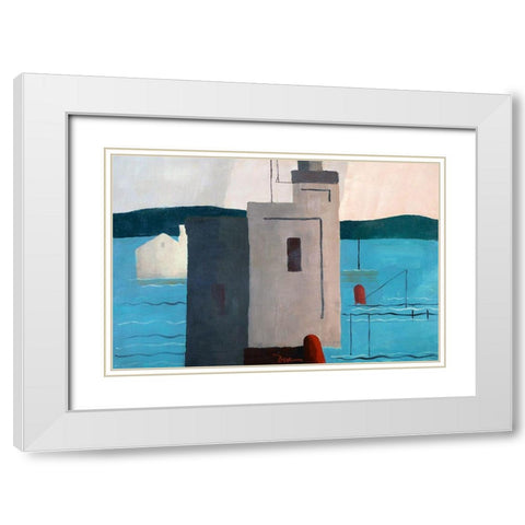 Lloyds Harbor White Modern Wood Framed Art Print with Double Matting by Dove, Arthur