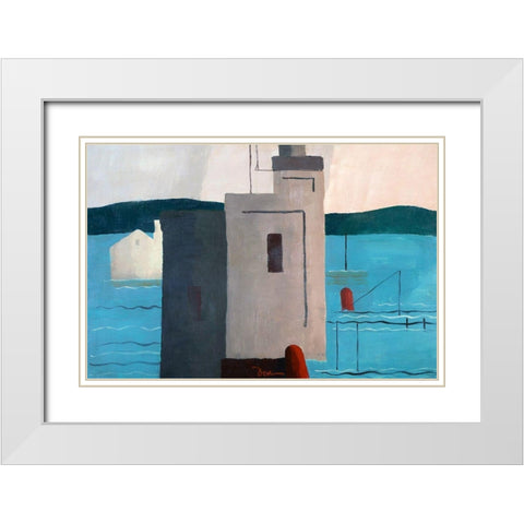 Lloyds Harbor White Modern Wood Framed Art Print with Double Matting by Dove, Arthur