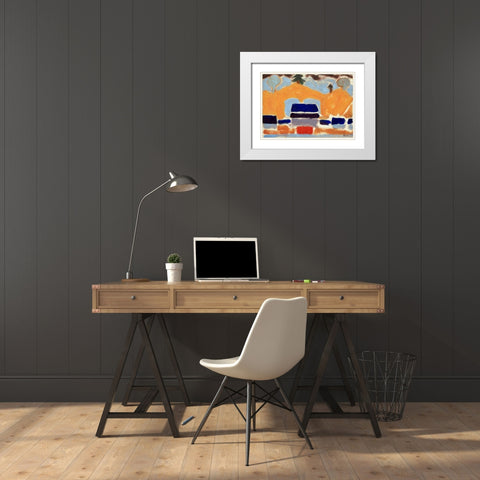 Landscape with Houses White Modern Wood Framed Art Print with Double Matting by Dove, Arthur