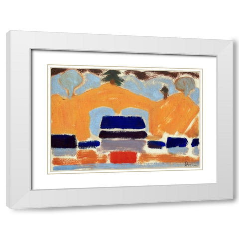 Landscape with Houses White Modern Wood Framed Art Print with Double Matting by Dove, Arthur