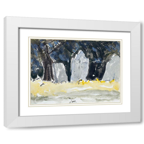 Old Tombstones White Modern Wood Framed Art Print with Double Matting by Dove, Arthur