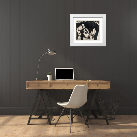 Cow White Modern Wood Framed Art Print with Double Matting by Dove, Arthur