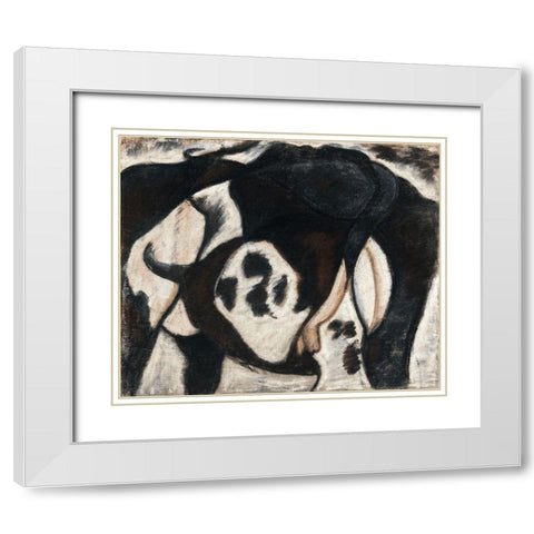 Cow White Modern Wood Framed Art Print with Double Matting by Dove, Arthur