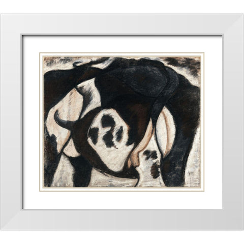 Cow White Modern Wood Framed Art Print with Double Matting by Dove, Arthur