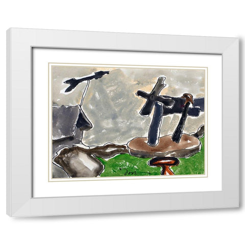 Landscape with Weather Vane White Modern Wood Framed Art Print with Double Matting by Dove, Arthur