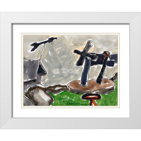 Landscape with Weather Vane White Modern Wood Framed Art Print with Double Matting by Dove, Arthur