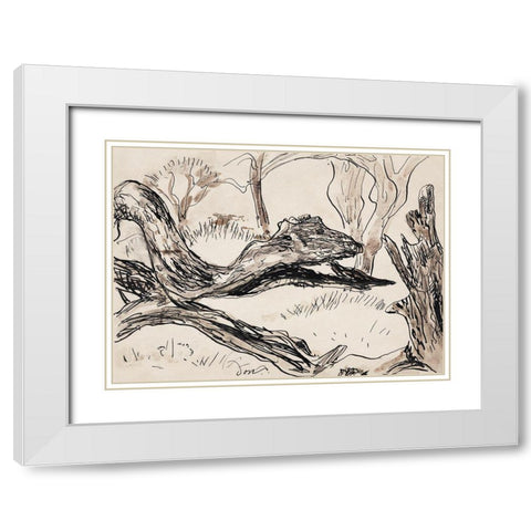 Tree II White Modern Wood Framed Art Print with Double Matting by Dove, Arthur