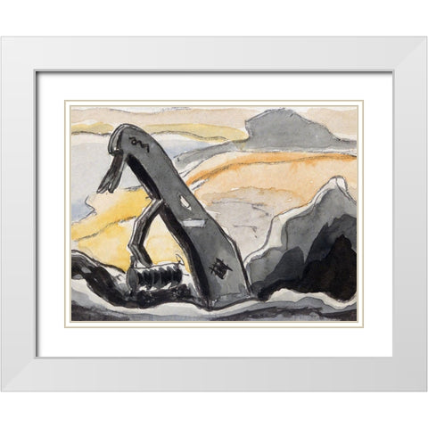 Steam Shovel–Port Washington White Modern Wood Framed Art Print with Double Matting by Dove, Arthur