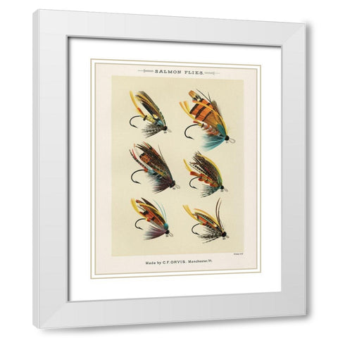 Salmon Fishing Flies I from Favorite Flies and Their Histories White Modern Wood Framed Art Print with Double Matting by Marbury, Mary Orvis