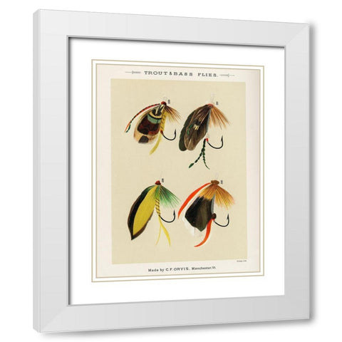 Trout And Bass Fishing Flies from Favorite Flies and Their Histories White Modern Wood Framed Art Print with Double Matting by Marbury, Mary Orvis