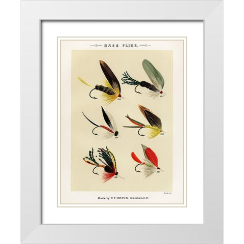 Bass Fishing Flies IV from Favorite Flies and Their Histories White Modern Wood Framed Art Print with Double Matting by Marbury, Mary Orvis