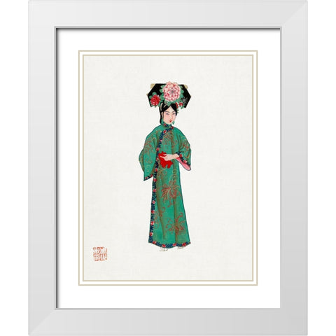 Lady in modern Manchu costume White Modern Wood Framed Art Print with Double Matting by Vintage Chinese Clothing