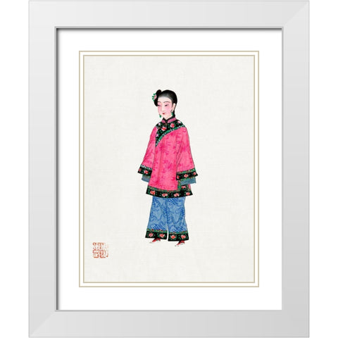 Chinese woman in coat White Modern Wood Framed Art Print with Double Matting by Vintage Chinese Clothing