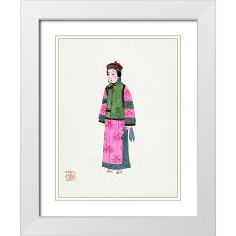 Lady in dress with winter hat White Modern Wood Framed Art Print with Double Matting by Vintage Chinese Clothing