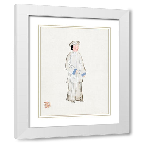 Woman in mourning robe White Modern Wood Framed Art Print with Double Matting by Vintage Chinese Clothing