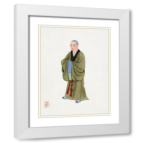 Buddhist monk costume White Modern Wood Framed Art Print with Double Matting by Vintage Chinese Clothing