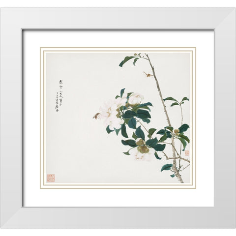 Insects and Flowers II White Modern Wood Framed Art Print with Double Matting by Lian, Ju