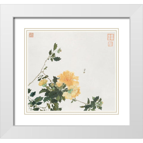 Insects and Flowers III White Modern Wood Framed Art Print with Double Matting by Lian, Ju